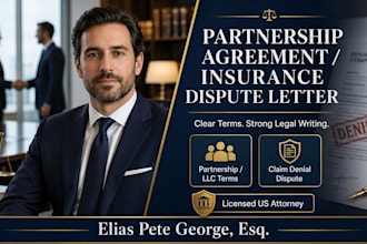 draft a business partnership agreement or insurance dispute letter