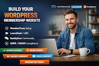 build a wordpress membership website with memberpress, buddyboss lms