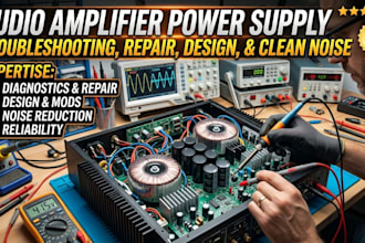 audio amplifier power supply troubleshooting, repair, design, and clean noise