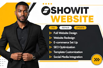 fix repair update showit website showit template customization website redesign