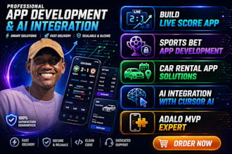 live score app  sports bet app  car rental app with cursor ai adalo mvp