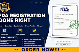 do fda registration, US agent and import permit for food, cosmetics