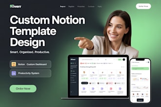 design a workflow custom notion template dashboard for productivity and business