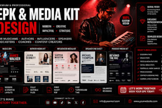 design clickable link dj press kit, music epk, one sheet, artist press , flyers