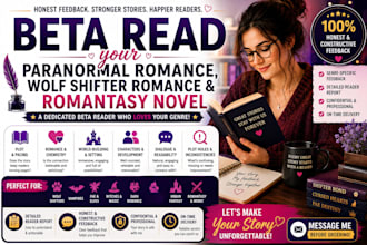 beta read your paranormal romance, romantasy, wolfshifter romance beta reader