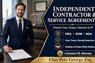 draft an independent contractor and service level agreement, msa