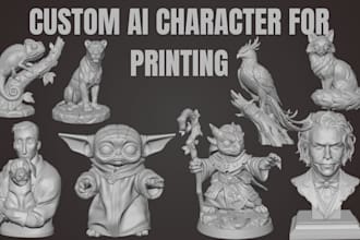 create realistic ai 3d character model 3d figurines toys for printing in 24 hrs