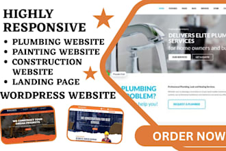 build wordpress plumbing painting construction website SEO optimized and booking