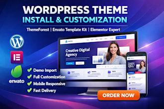 install and customize themeforest wordpress theme or envato template kit