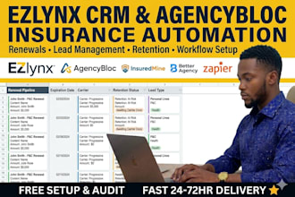 set up ezlynx CRM agencybloc for insurance automation renewals leads retention