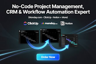setup monday com clickup notion CRM workflow automation expert