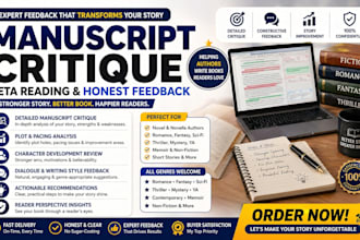beta read and critique your manuscript with expert feedback