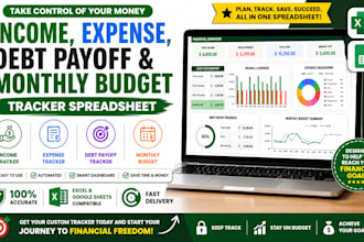 create a smart debt payoff, income, expense and monthly budget tracker in excel
