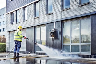 do pressure washing, power washing, window, home, pool cleaning and logo