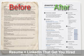 write a professional resume and linkedin profile