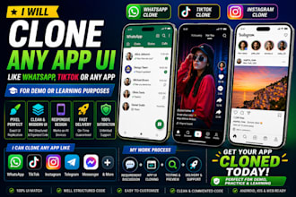 clone any app UI like whatsapp, fb, instagram, or tiktok for learning or demo UI
