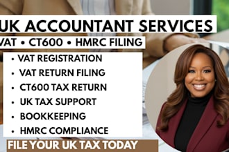 be your uk accountant for vat registration, vat return, ct600 and tax filing