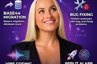 do base44 migration, bug fixing, vibe coding, and replit ai app development
