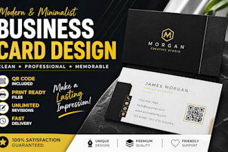 design modern minimalist business card with qr code and print ready files