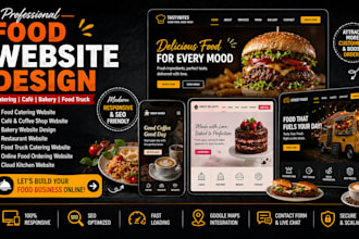 design food catering website, food cafe bakery, food truck catering website