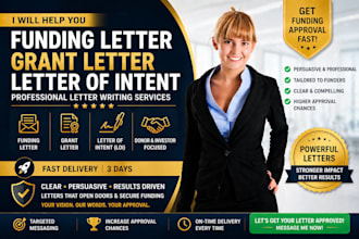 write funding application, grant letter and letter of intent loi
