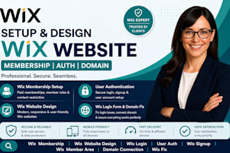 setup wix membership, wix website design, user auth, wix login form fix domain