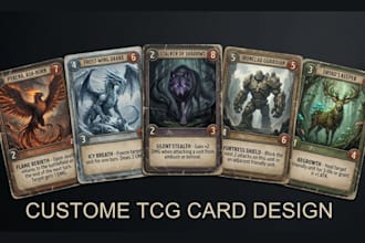 design custom tcg card, card frame, and trading card artwork for your game