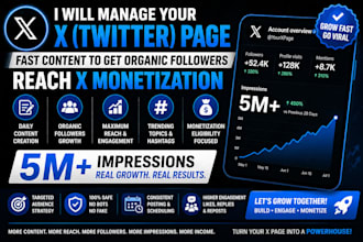 manage twitter x page fast content to get organic followers reach x monetization