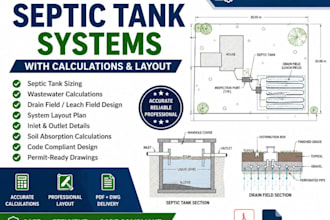 septic tank systems with calculations and layout