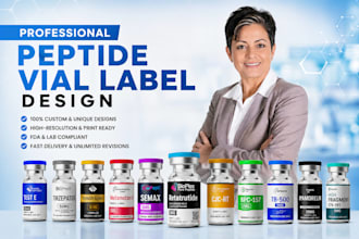 do clean peptide vial label, vial label design, product label design