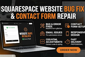 fix squarespace contact form not working, email issues and website bugs fast