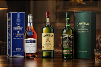 do modern bottle label whiskey wine tequila rum brandy vodka gin label design