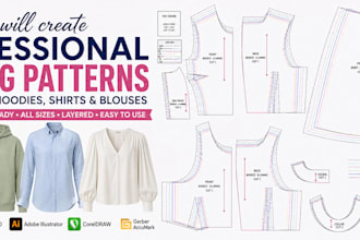 create professional sewing patterns for t shirts hoodies shirts and blouses