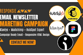 design HTML email newsletter templates for mailchimp, klaviyo, hubspot campaigns