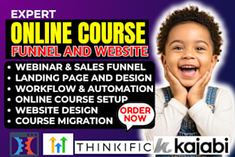 online course funnel, kajabi website, email automation, course migration