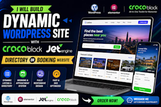 build dynamic wordpress site with crocoblock jetengine, directory or booking