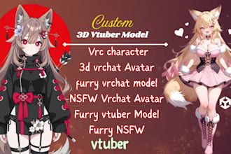 create custom anime vrchat avatar, furry nsfw, vtuber model, character rigging