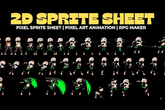 do 2d sprite sheet, pixel art character animation, rpg maker for indie games