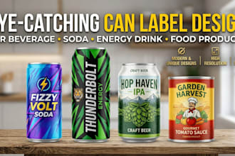 design eye catching bottle label, can packaging, cosmetic label, food label