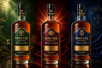 design a wine label, vodka, whisky, brandy, beer, soda, tequila, rum, gin
