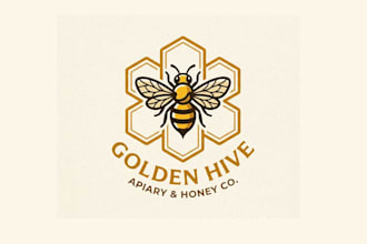 create modern honey bee logo t shirt design