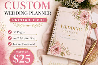 design a custom wedding planner printable PDF