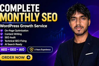 do monthly SEO for wordpress growth using ai strategy, GEO, aio