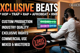 produce industry quality exclusive custom hip hop trap lofi rnb afro beats
