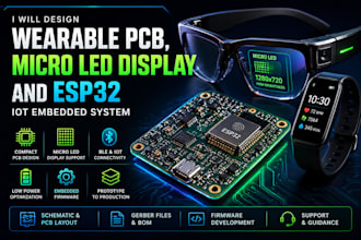 design wearable pcb micro led display and esp32 iot embedded system and firmware