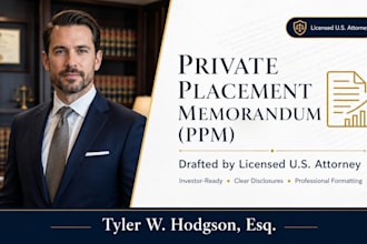 draft a professional ppm private placement memorandum as a US attorney