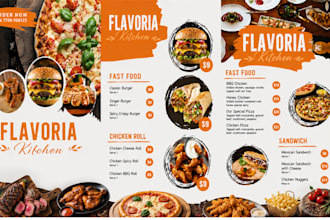 design digital menu board, tv screen menu, restaurant and food menu