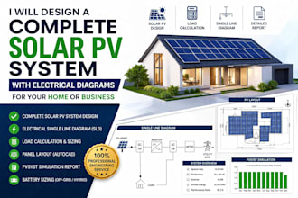 design complete solar pv system with pvsyst simulation and electrical drawings