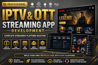 develop iptv and ott streaming app for smart TV, android, ios and web