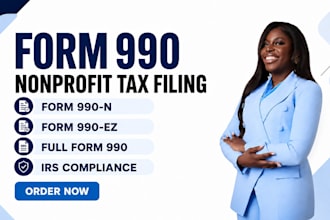 prepare nonprofit form 990, 990ez annual tax filing and maintain irs compliance